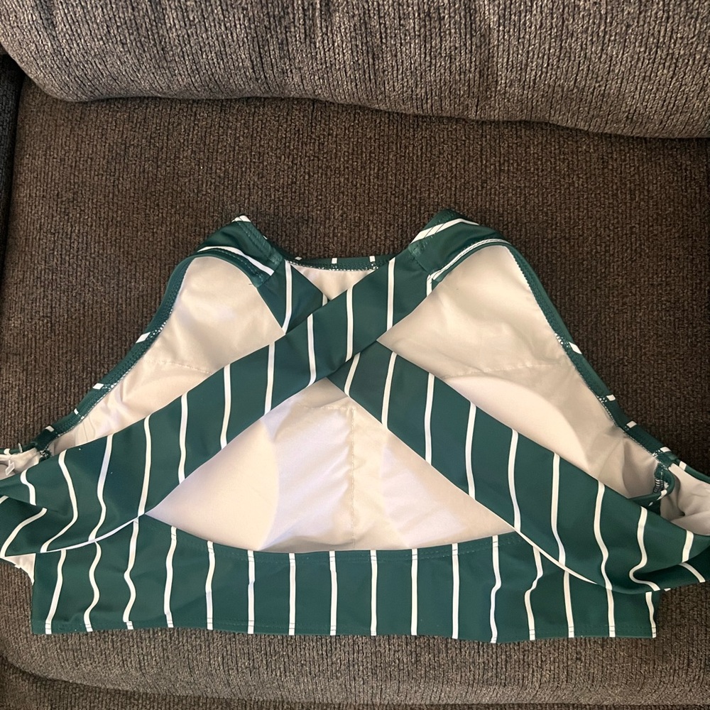 Green Striped Women's Swim suit top.